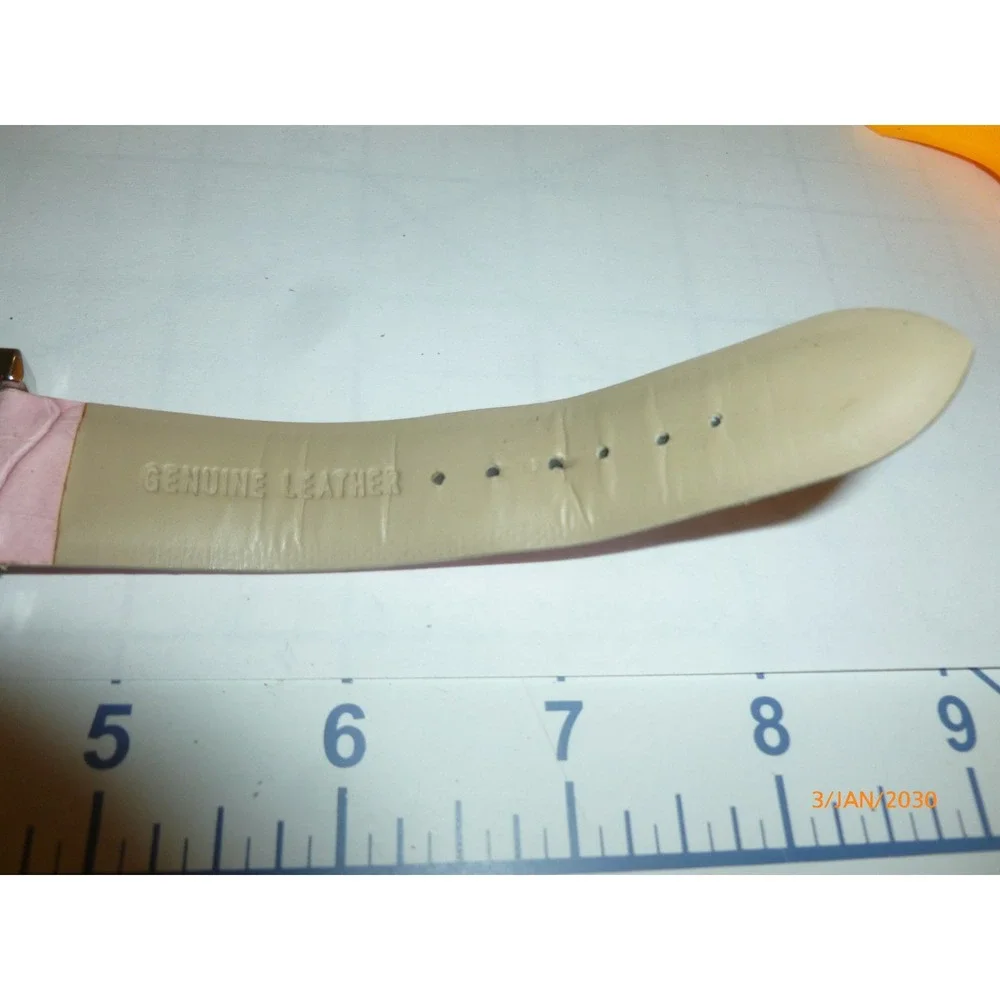 Fred Belay Womens Watch Pink Leather‎ Croc Band Mother of Pearl Dial New Battery